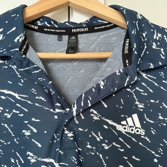 Adidas Blue and White Polo Shirt with Dynamic Pattern - Picture 4 of 6